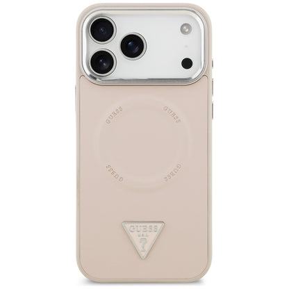 Funda MagSafe para Apple iPhone 17 Pro Max, Guess, Logo Triangular, Rosa Plateada