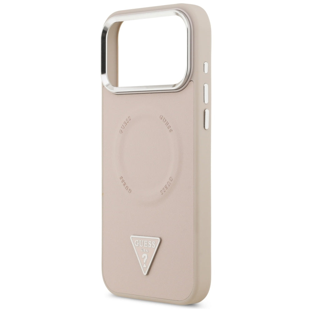Funda MagSafe para Apple iPhone 17 Pro Max, Guess, Logo Triangular, Rosa Plateada