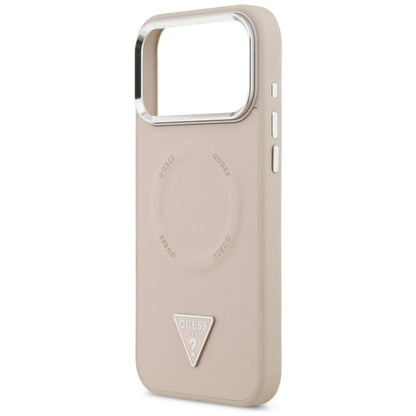 Funda MagSafe para Apple iPhone 17 Pro Max, Guess, Logo Triangular, Rosa Plateada