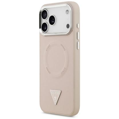 Funda MagSafe para Apple iPhone 17 Pro Max, Guess, Logo Triangular, Rosa Plateada