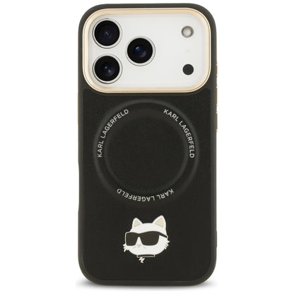 Funda MagSafe para Apple iPhone 17 Pro Max, Karl Lagerfeld, Big Strap Choupette Metal Logo, Negra
