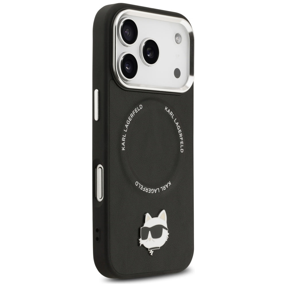 Funda MagSafe para Apple iPhone 17 Pro Max, Karl Lagerfeld, Choupette Pin, Negra