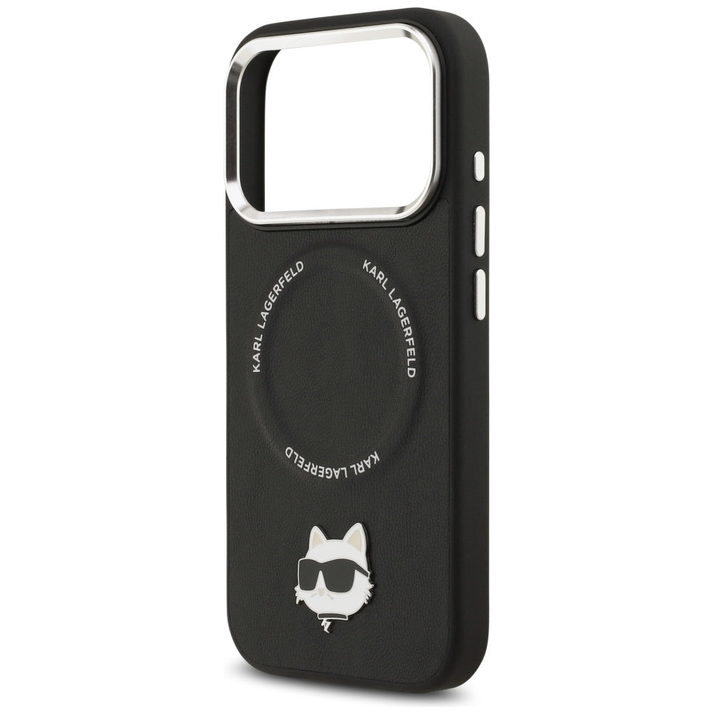 Funda MagSafe para Apple iPhone 17 Pro Max, Karl Lagerfeld, Choupette Pin, Negra