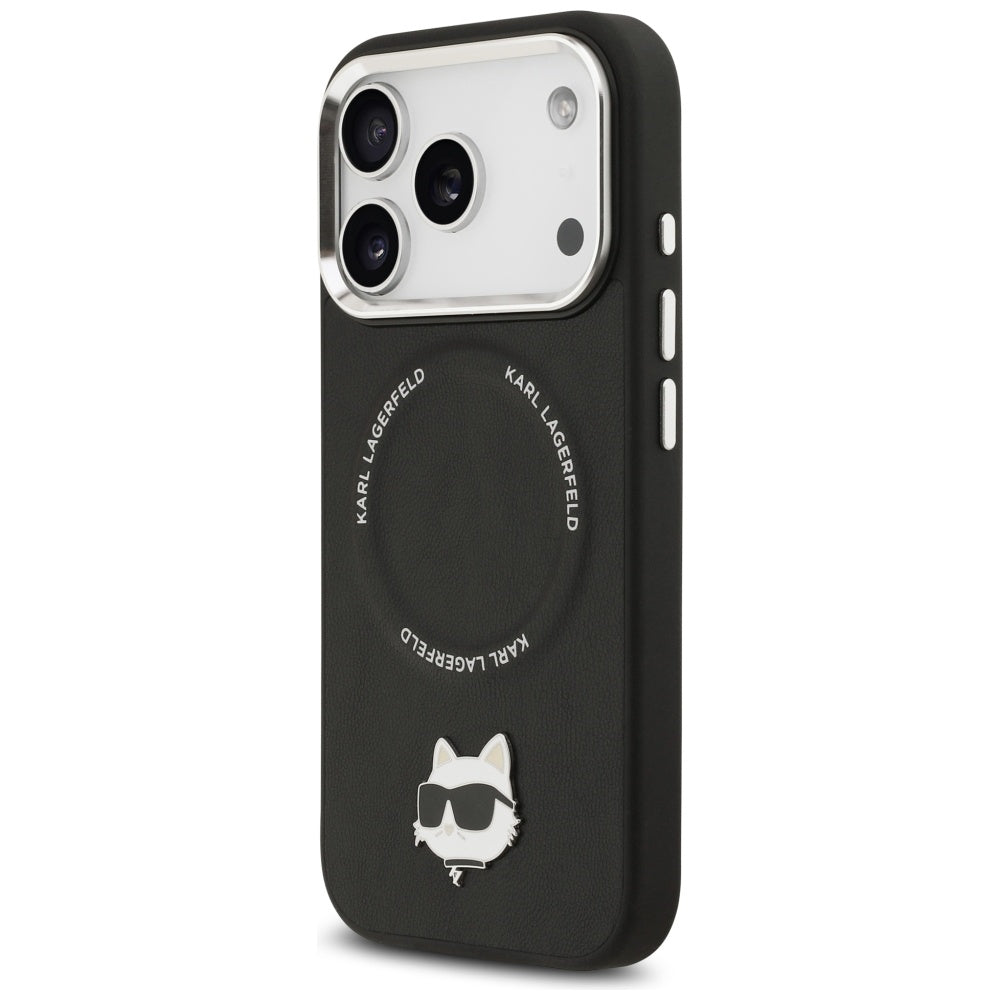 Funda MagSafe para Apple iPhone 17 Pro Max, Karl Lagerfeld, Choupette Pin, Negra