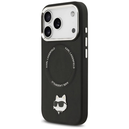 Funda MagSafe para Apple iPhone 17 Pro Max, Karl Lagerfeld, Choupette Pin, Negra