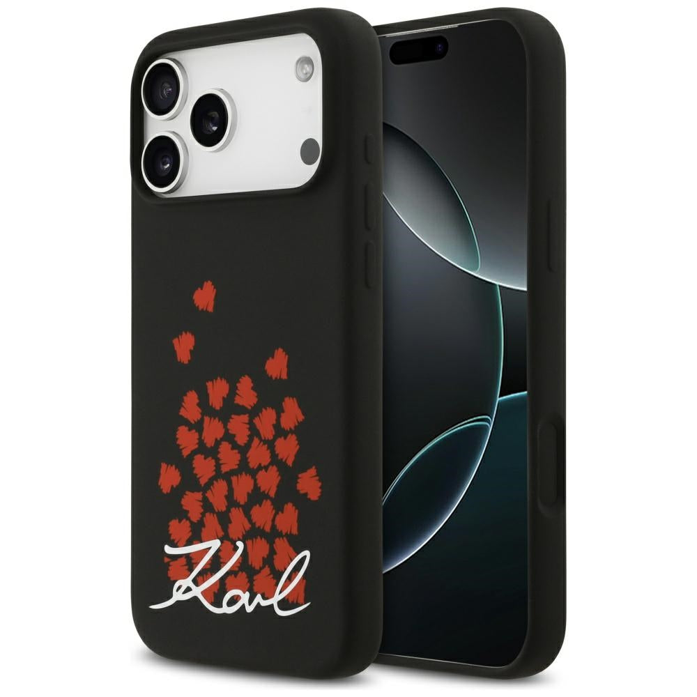 Funda MagSafe para Apple iPhone 17 Pro Max, Karl Lagerfeld, Logo de Corazón, Negra