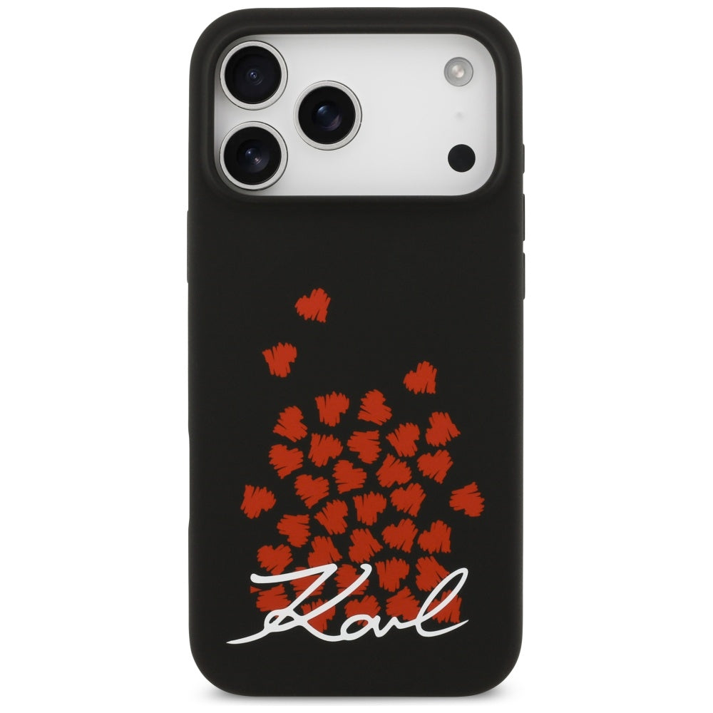 Funda MagSafe para Apple iPhone 17 Pro Max, Karl Lagerfeld, Logo de Corazón, Negra