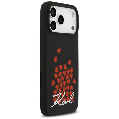 Funda MagSafe para Apple iPhone 17 Pro Max, Karl Lagerfeld, Logo de Corazón, Negra
