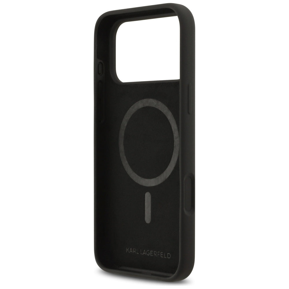 Funda MagSafe para Apple iPhone 17 Pro Max, Karl Lagerfeld, Logo de Corazón, Negra