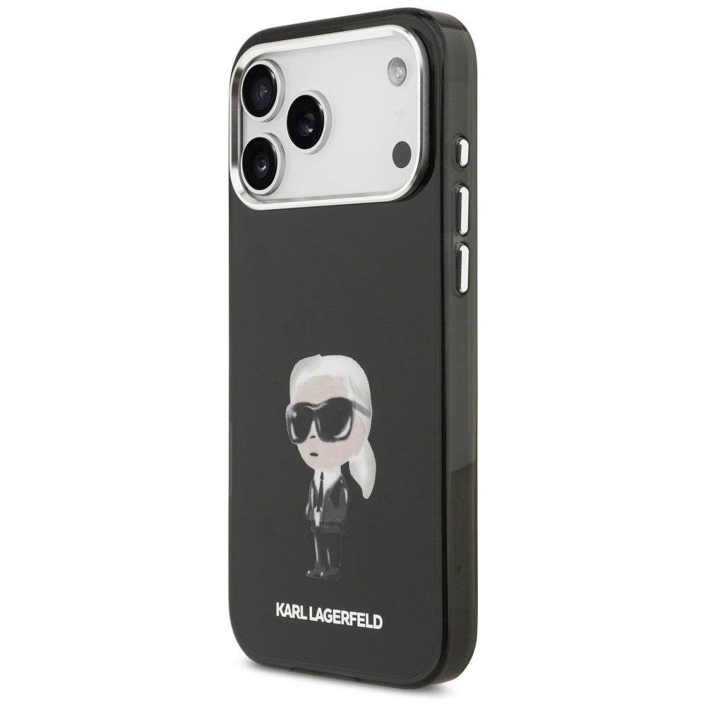 Funda MagSafe para Apple iPhone 17 Pro Max, Karl Lagerfeld, IML Aquarelle Karl Ikonik, Negra
