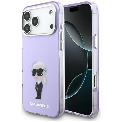 Funda MagSafe para Apple iPhone 17 Pro Max, Karl Lagerfeld, IML Aquarelle Logo Karl, Morado