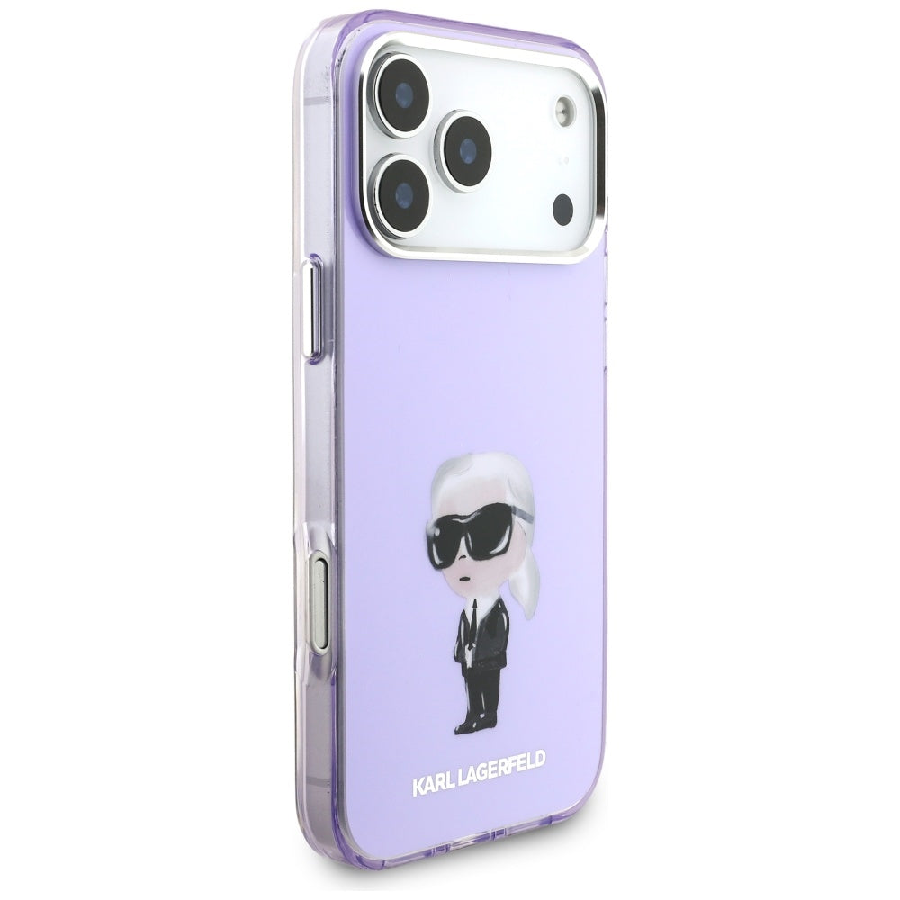 Funda MagSafe para Apple iPhone 17 Pro Max, Karl Lagerfeld, IML Aquarelle Logo Karl, Morado