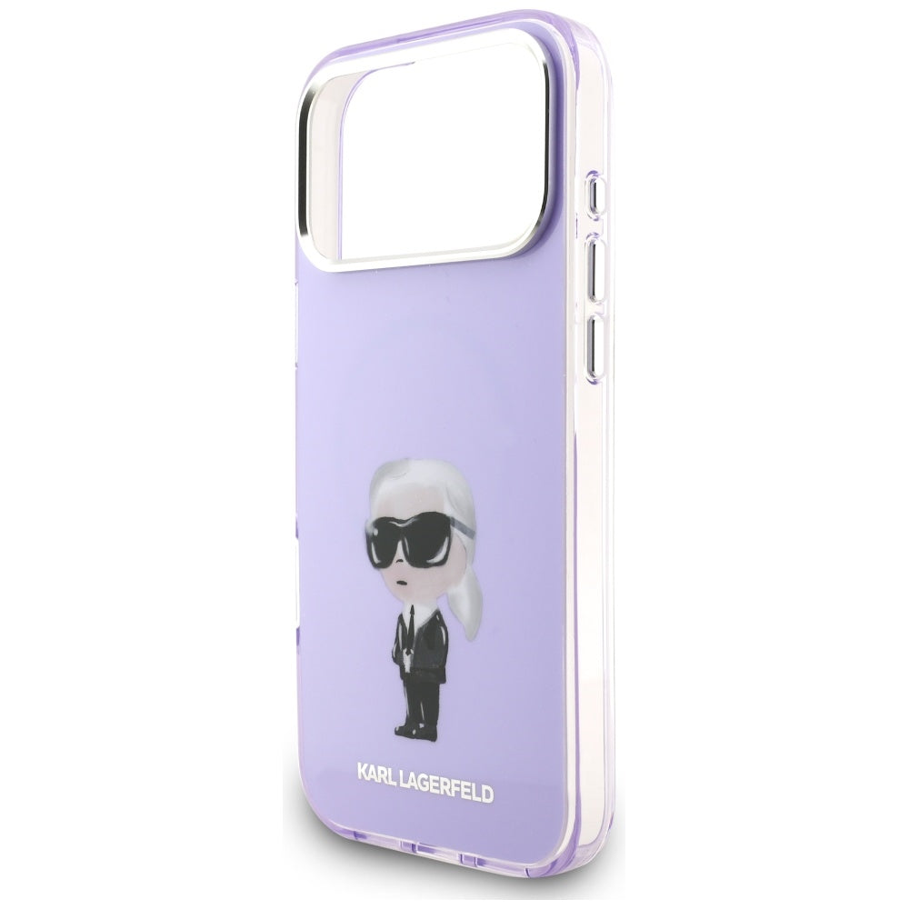 Funda MagSafe para Apple iPhone 17 Pro Max, Karl Lagerfeld, IML Aquarelle Logo Karl, Morado