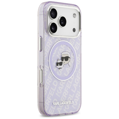 Funda MagSafe para Apple iPhone 17 Pro Max, Karl Lagerfeld, IML Glitter Karl & Choupette's Heads, Morado