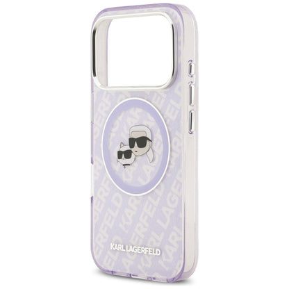 Funda MagSafe para Apple iPhone 17 Pro Max, Karl Lagerfeld, IML Glitter Karl & Choupette's Heads, Morado