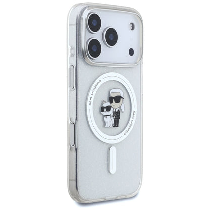 Funda MagSafe para Apple iPhone 17 Pro Max, Karl Lagerfeld, IML Glitter Karl & Choupette, Transparente