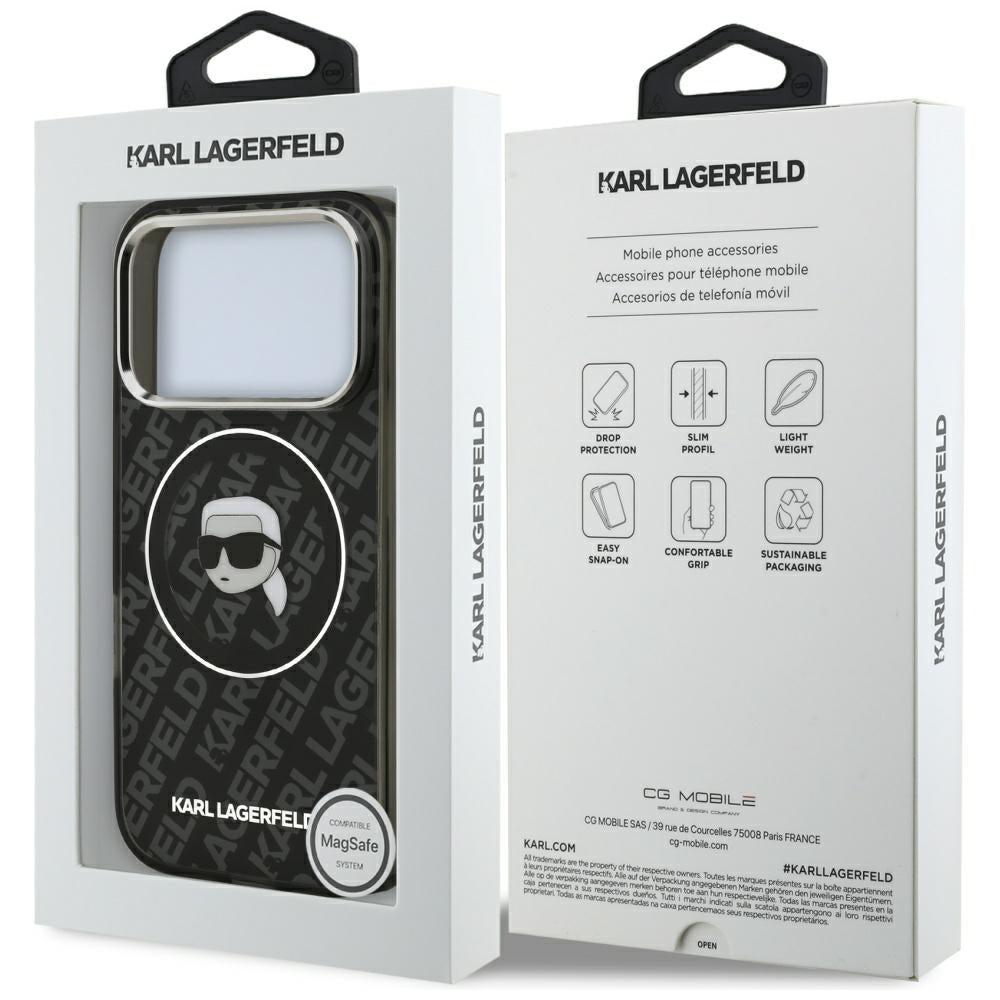Funda MagSafe para Apple iPhone 17 Pro Max, Karl Lagerfeld, IML Karl's Head, Negra