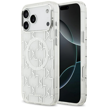 Funda MagSafe para Apple iPhone 17 Pro Max, Karl Lagerfeld, IML KL Monogram, Blanca