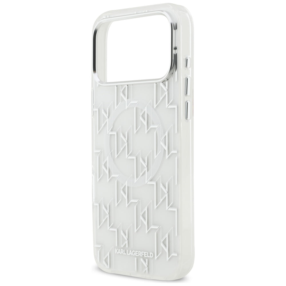 Funda MagSafe para Apple iPhone 17 Pro Max, Karl Lagerfeld, IML KL Monogram, Blanca