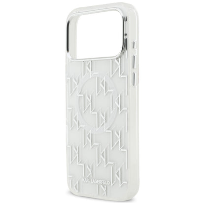 Funda MagSafe para Apple iPhone 17 Pro Max, Karl Lagerfeld, IML KL Monogram, Blanca