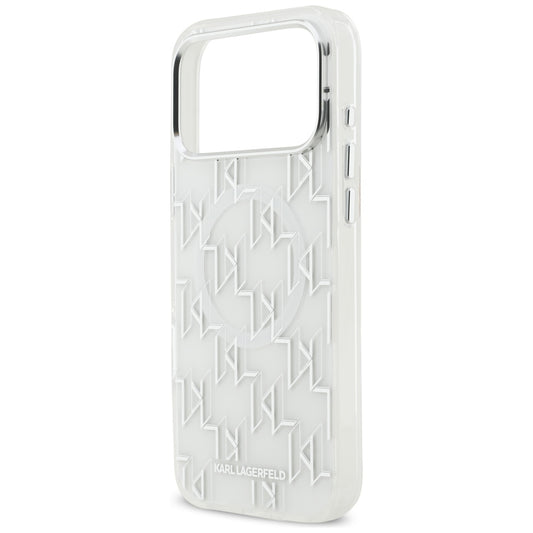 Funda MagSafe para Apple iPhone 17 Pro Max, Karl Lagerfeld, IML KL Monogram, Blanca