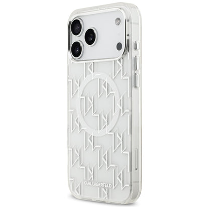 Funda MagSafe para Apple iPhone 17 Pro Max, Karl Lagerfeld, IML KL Monogram, Blanca