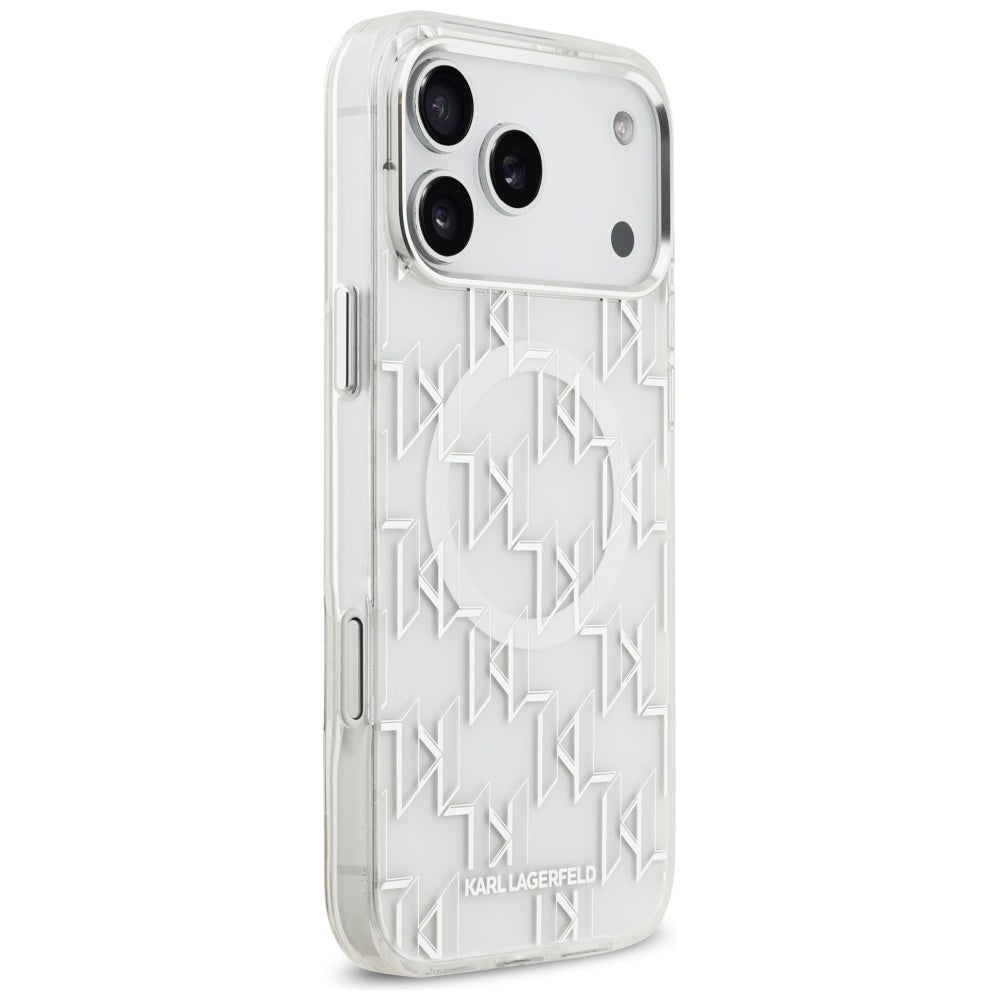 Funda MagSafe para Apple iPhone 17 Pro Max, Karl Lagerfeld, IML KL Monogram, Blanca