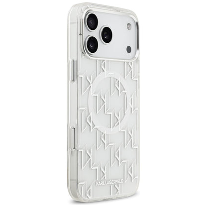 Funda MagSafe para Apple iPhone 17 Pro Max, Karl Lagerfeld, IML KL Monogram, Blanca