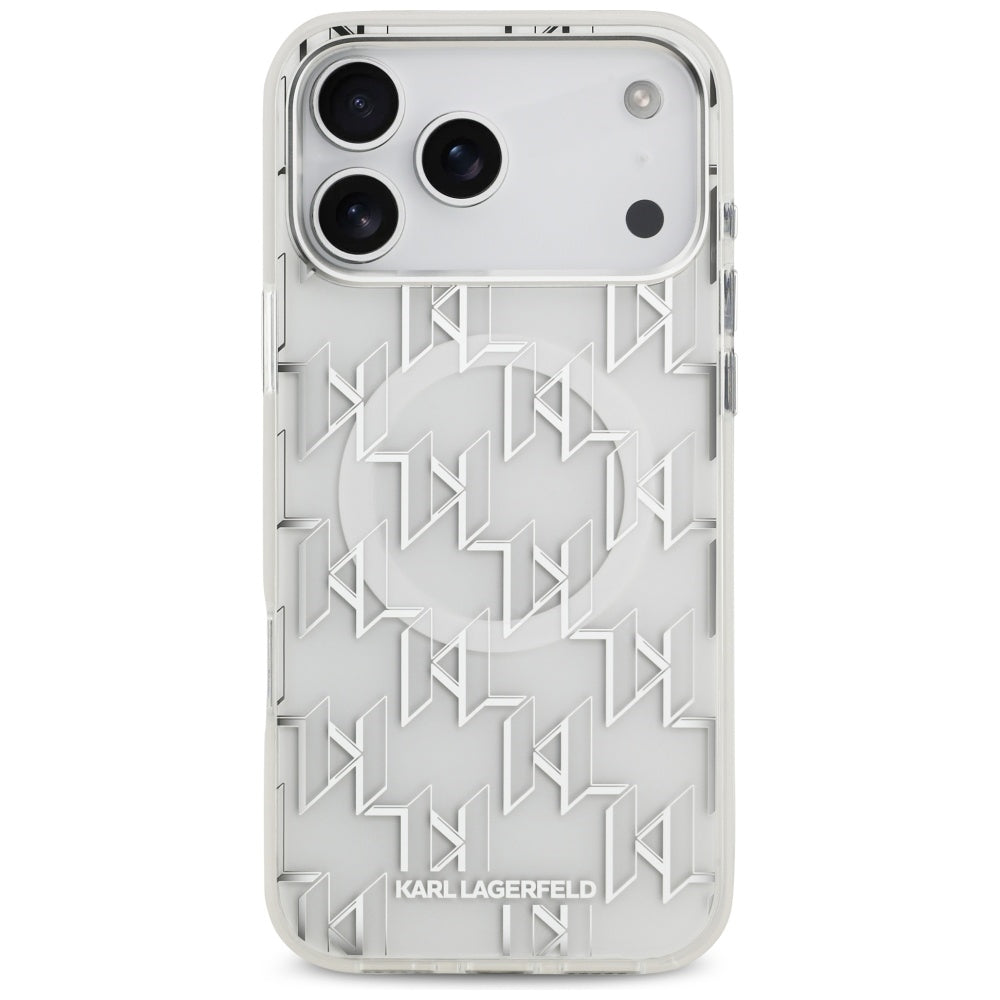 Funda MagSafe para Apple iPhone 17 Pro Max, Karl Lagerfeld, IML KL Monogram, Blanca