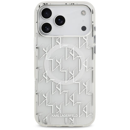 Funda MagSafe para Apple iPhone 17 Pro Max, Karl Lagerfeld, IML KL Monogram, Blanca