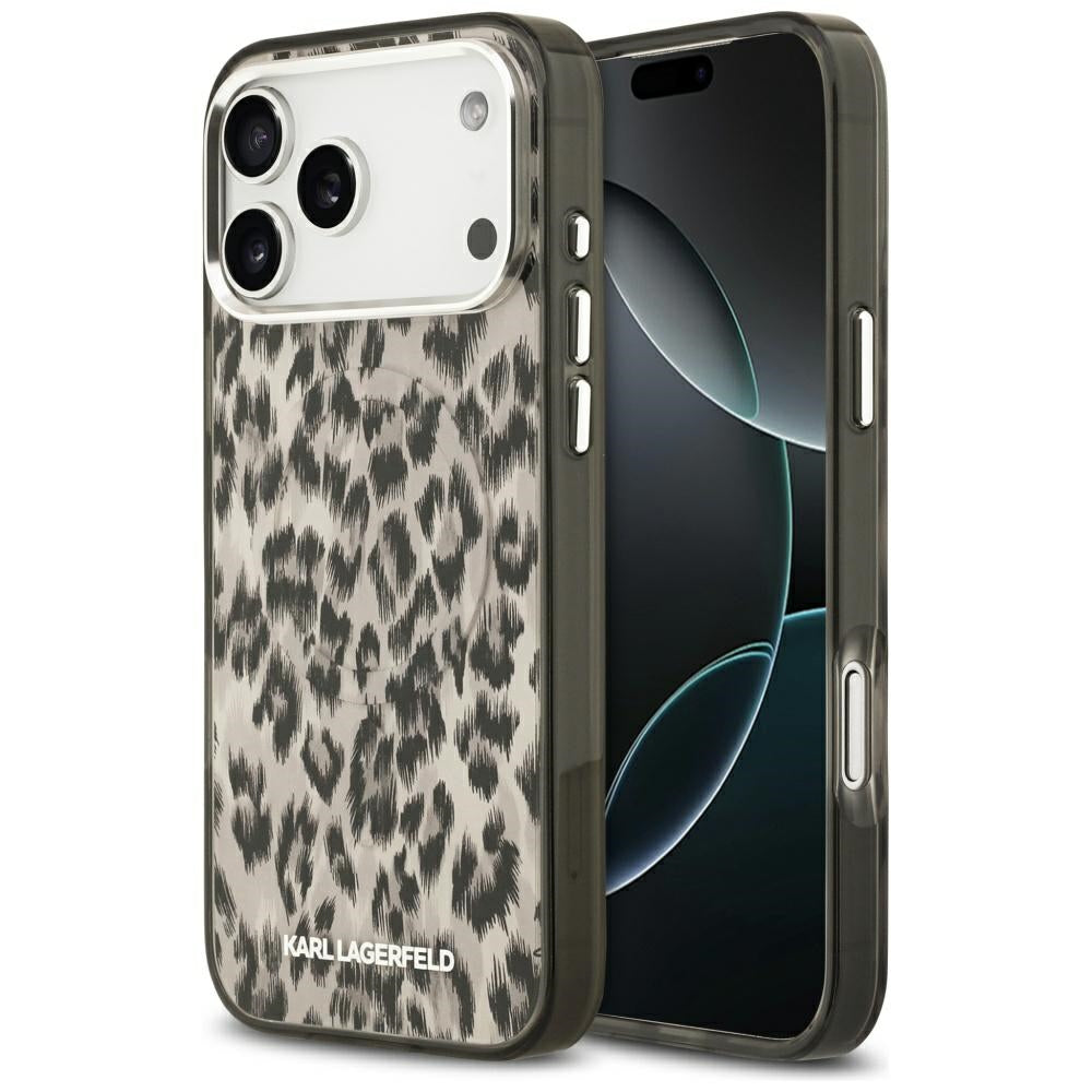 Funda MagSafe para Apple iPhone 17 Pro Max, Karl Lagerfeld, Patrón IML Leopard, Marrón