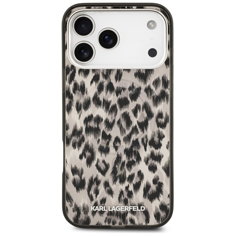 Funda MagSafe para Apple iPhone 17 Pro Max, Karl Lagerfeld, Patrón IML Leopard, Marrón