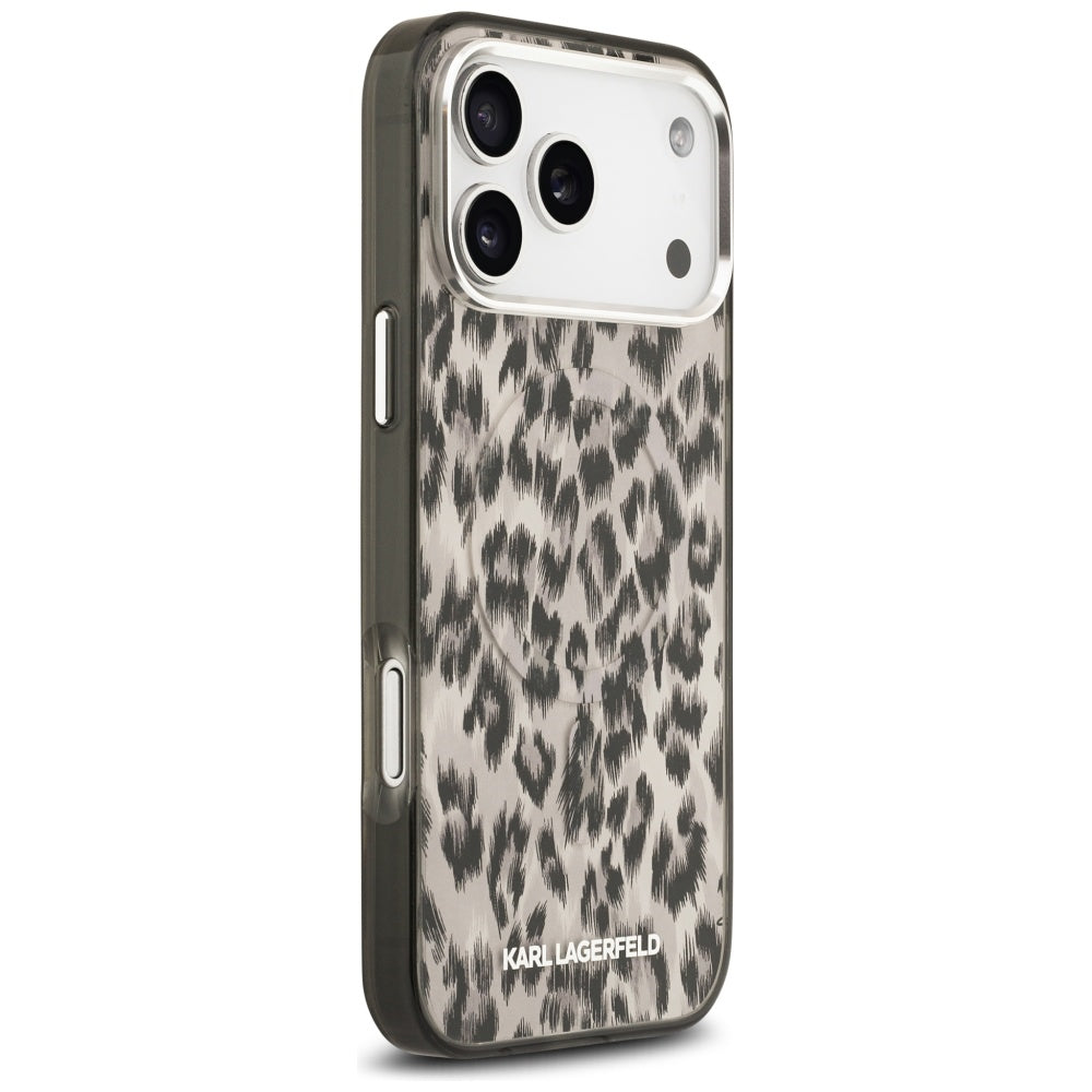 Funda MagSafe para Apple iPhone 17 Pro Max, Karl Lagerfeld, Patrón IML Leopard, Marrón