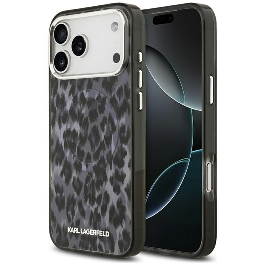 Funda MagSafe para Apple iPhone 17 Pro Max, Karl Lagerfeld, Patrón IML Leopard, Negra