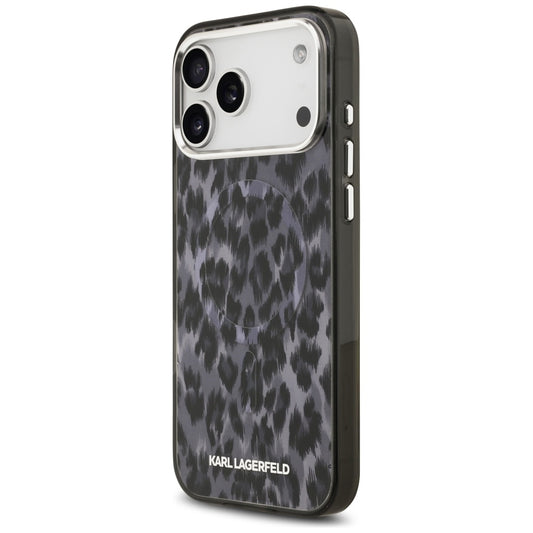 Funda MagSafe para Apple iPhone 17 Pro Max, Karl Lagerfeld, Patrón IML Leopard, Negra