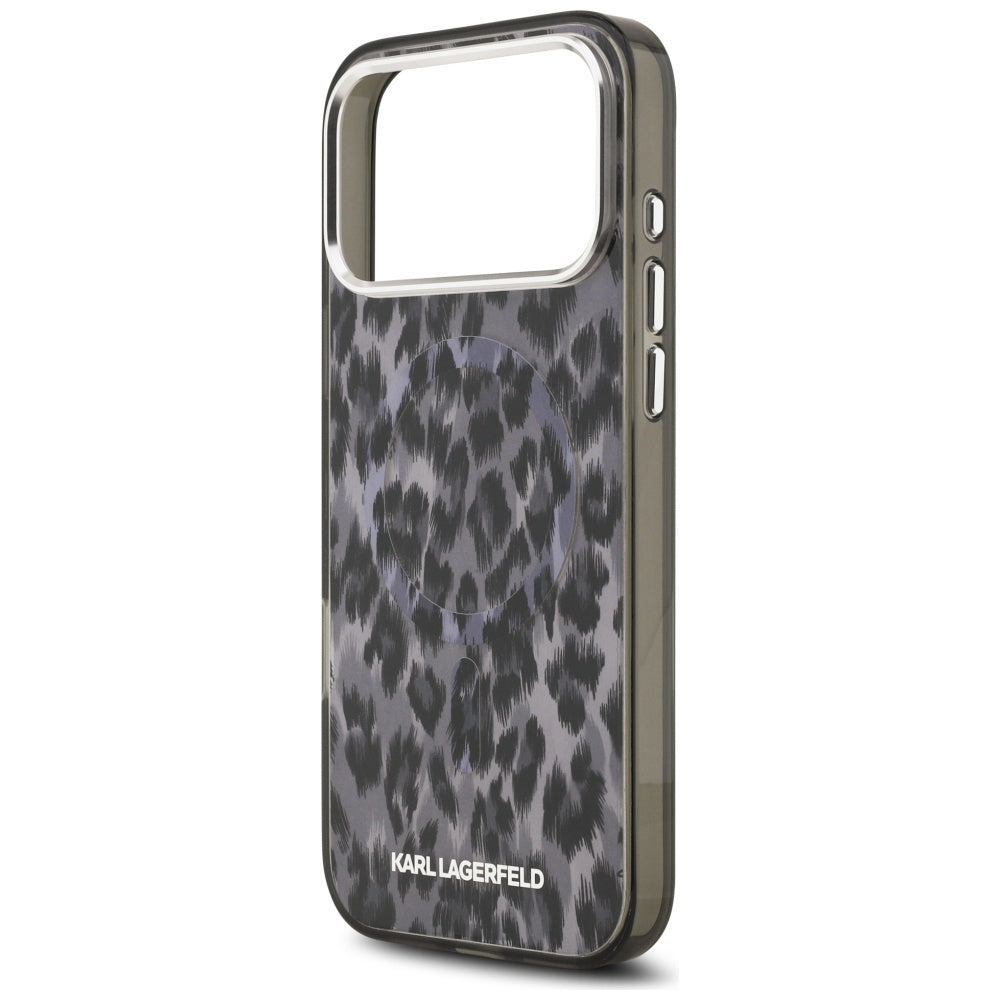 Funda MagSafe para Apple iPhone 17 Pro Max, Karl Lagerfeld, Patrón IML Leopard, Negra