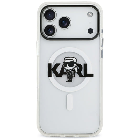 Funda MagSafe para Apple iPhone 17 Pro Max, Karl Lagerfeld, IML Sketch Logo Karl, Transparente