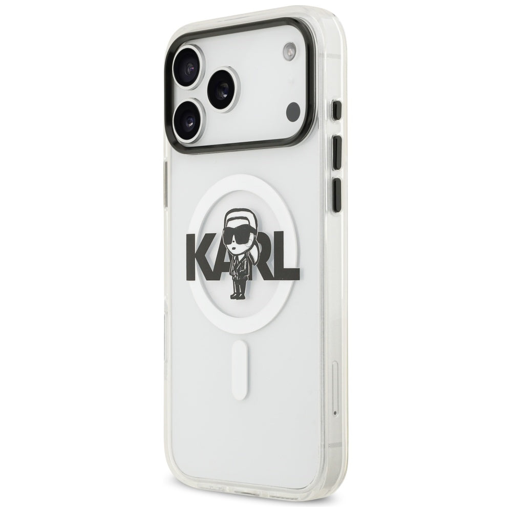 Funda MagSafe para Apple iPhone 17 Pro Max, Karl Lagerfeld, IML Sketch Logo Karl, Transparente