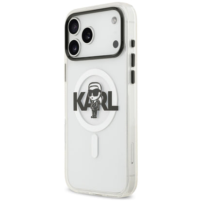 Funda MagSafe para Apple iPhone 17 Pro Max, Karl Lagerfeld, IML Sketch Logo Karl, Transparente