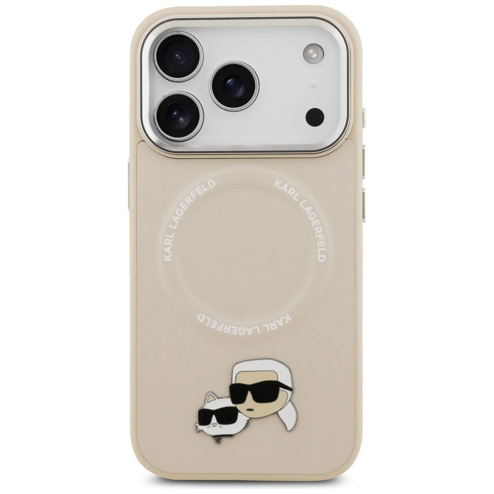 Funda MagSafe para Apple iPhone 17 Pro Max, Karl Lagerfeld, Karl & Choupette Pins, Beige