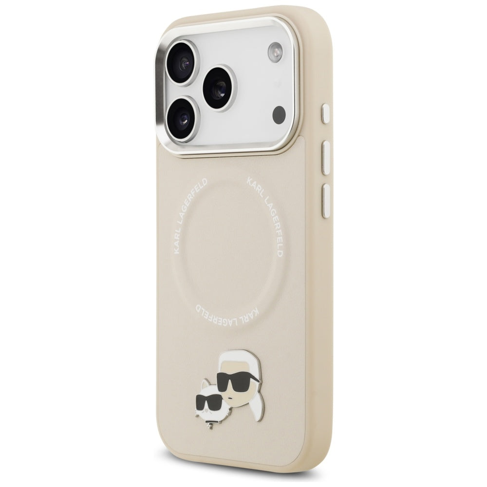 Funda MagSafe para Apple iPhone 17 Pro Max, Karl Lagerfeld, Karl & Choupette Pins, Beige