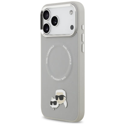 Funda MagSafe para Apple iPhone 17 Pro Max, Karl Lagerfeld, Karl & Choupette Pins, Gris