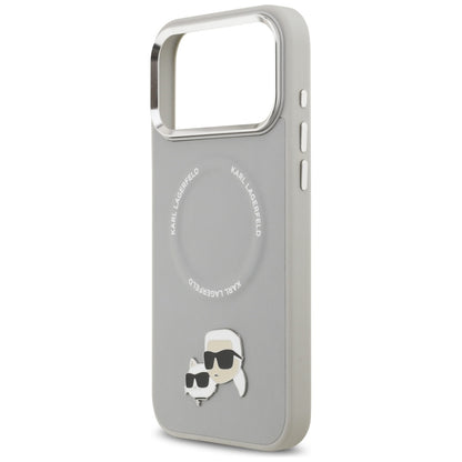 Funda MagSafe para Apple iPhone 17 Pro Max, Karl Lagerfeld, Karl & Choupette Pins, Gris