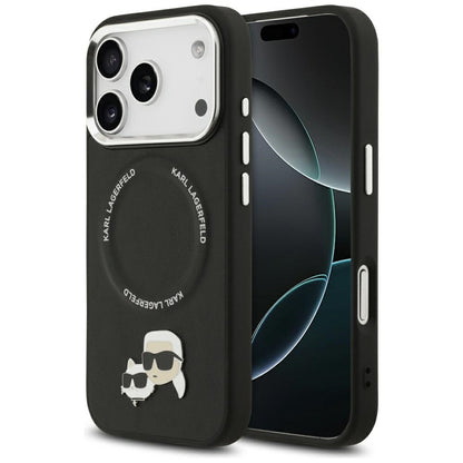 Funda MagSafe para Apple iPhone 17 Pro Max, Karl Lagerfeld, Karl & Choupette Pins, Negra