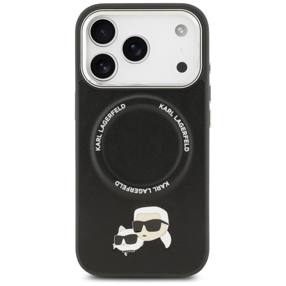 Funda MagSafe para Apple iPhone 17 Pro Max, Karl Lagerfeld, Karl & Choupette Pins, Negra