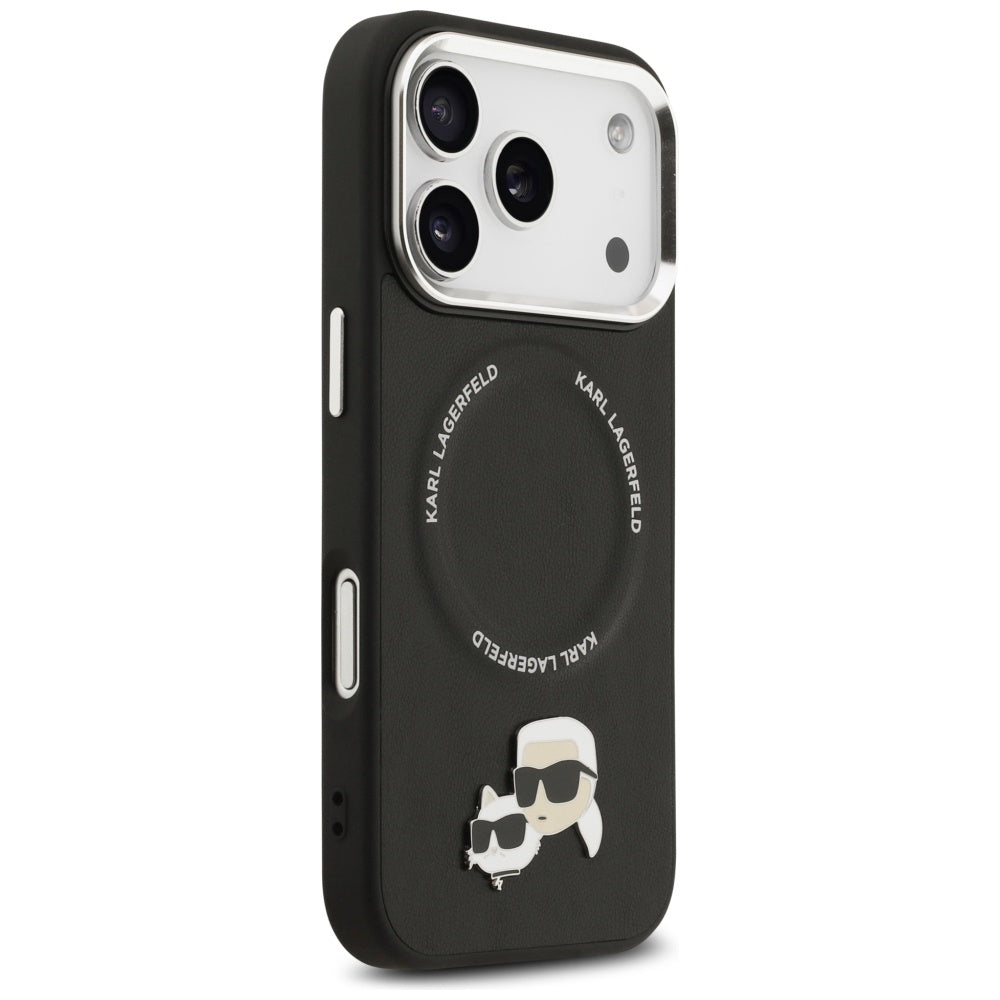 Funda MagSafe para Apple iPhone 17 Pro Max, Karl Lagerfeld, Karl & Choupette Pins, Negra