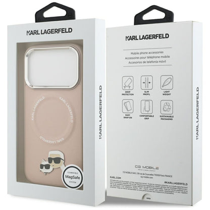 Funda MagSafe para Apple iPhone 17 Pro Max, Karl Lagerfeld, Karl & Choupette Pins, Rosa