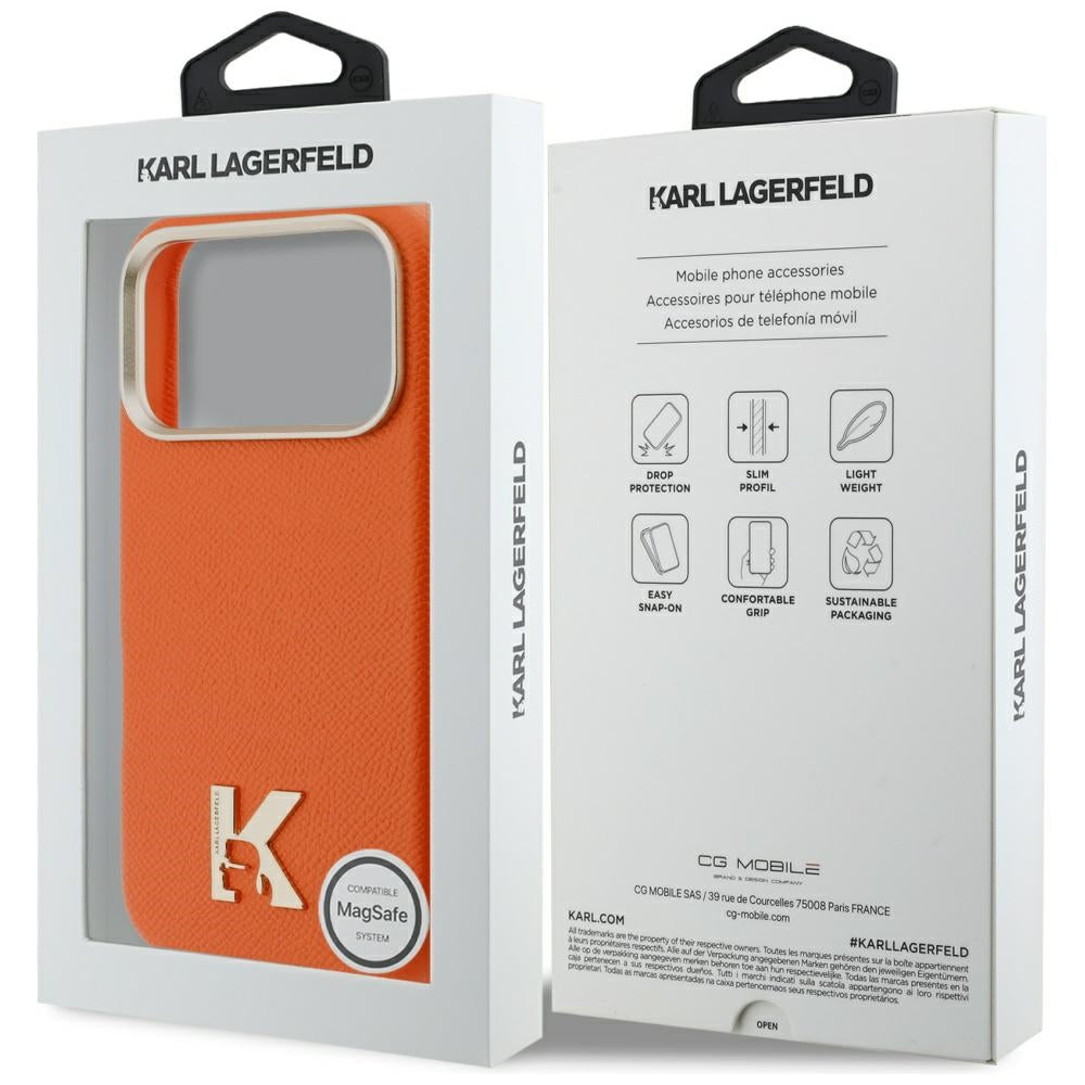 Funda MagSafe para Apple iPhone 17 Pro Max, Karl Lagerfeld, Karl Head Logo, Naranja