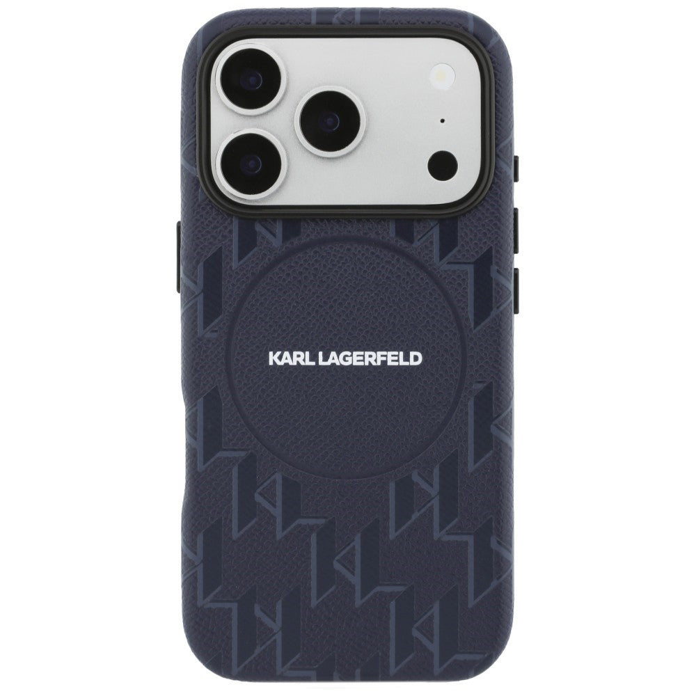 Funda MagSafe para Apple iPhone 17 Pro Max, Karl Lagerfeld, Logo KL Monogram, Azul
