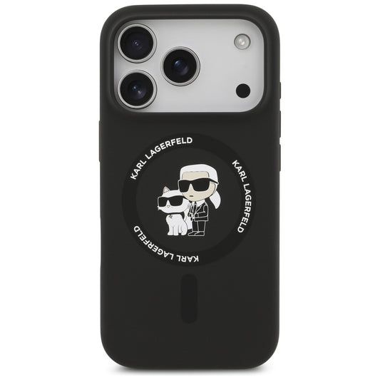 Funda MagSafe para Apple iPhone 17 Pro Max, Karl Lagerfeld, Ring Karl & Choupette, Negra